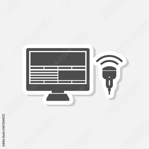 Ultrasound diagnosis icon sticker isolated on gray background
