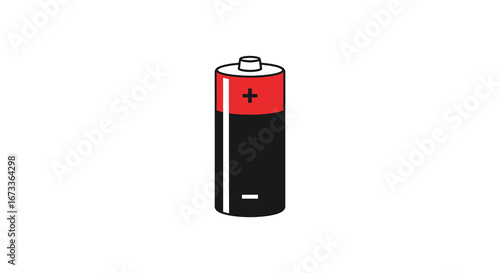 A black and red battery with a positive terminal