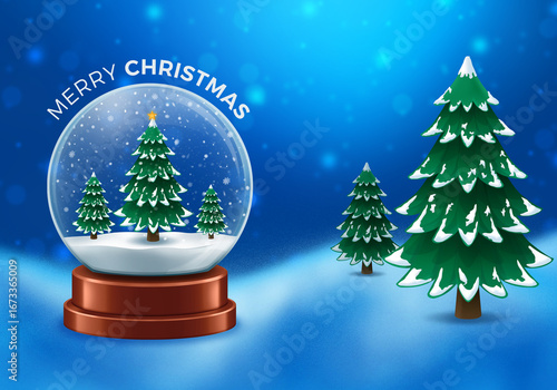 Christmas Tree Bakground, Snow Globe,