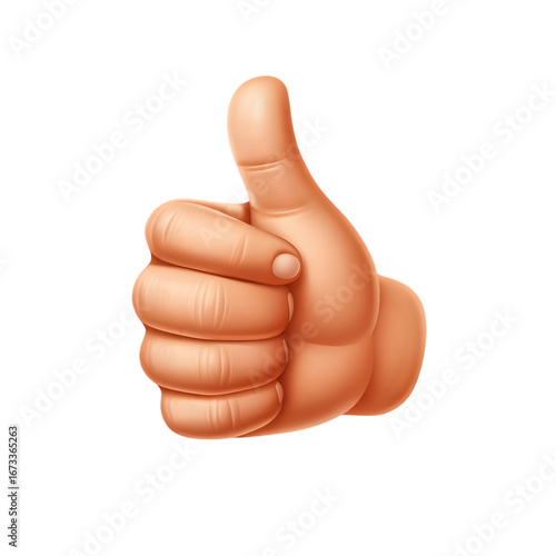 Thumb up hand gesture isolated on transparent background expressing approval and positive feedback