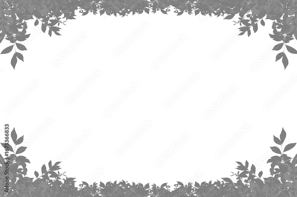 Obraz premium Elegant Gray Floral and Leaf Border Frame with Transparent Background