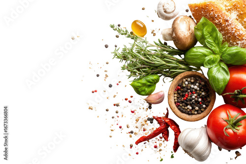 Fresh, vibrant food ingredients arranged in a visually appealing composition