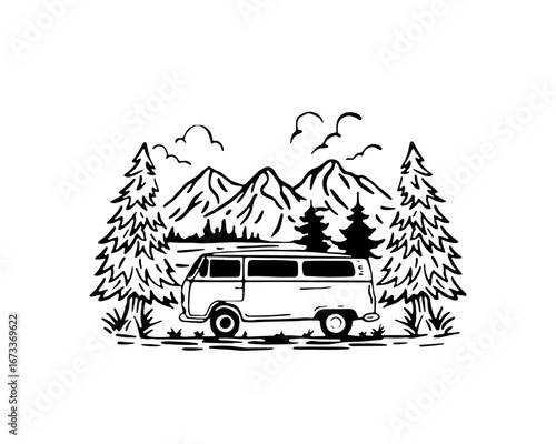 camping in the mountains 