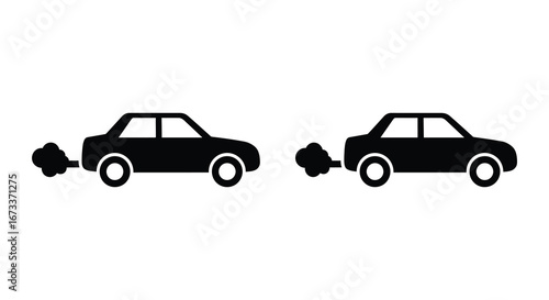Two cars crashing into each other in a simple black silhouette style