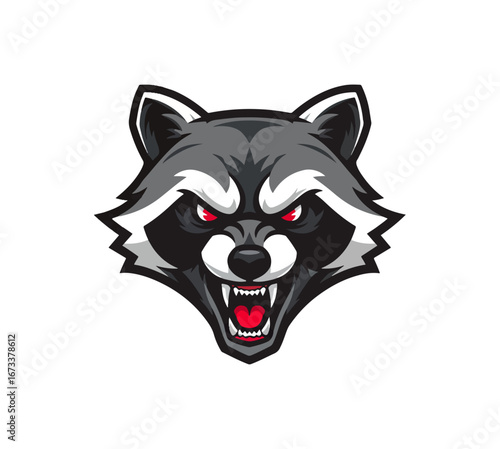 Angry raccoon head graphic illustration