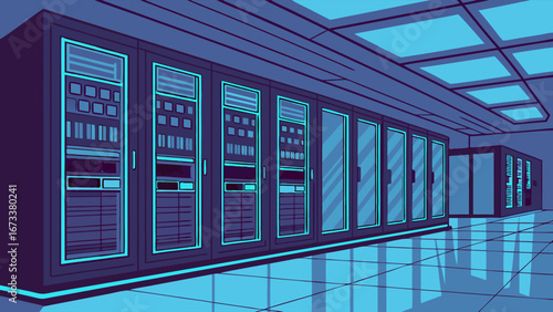 Server Room Interior Data Center Illustration Technology Background Futuristic Design Network Infrastructure Digital Technology Abstract Data Center Cybersecurity Concept Network Servers Computer Har.