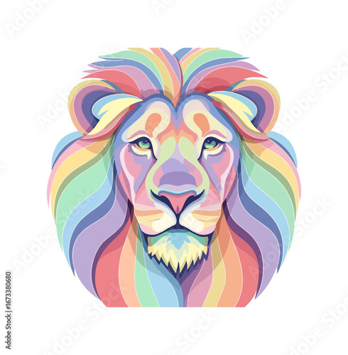 Colorful lion head illustration