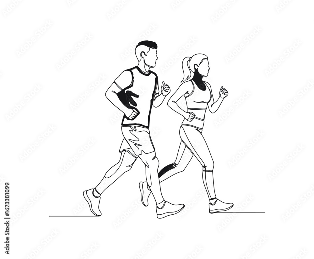 Fototapeta premium Couple running illustration