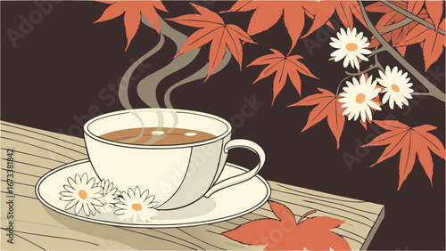 Autumnal Warmth A Cup of Tea and Natures Embrace.