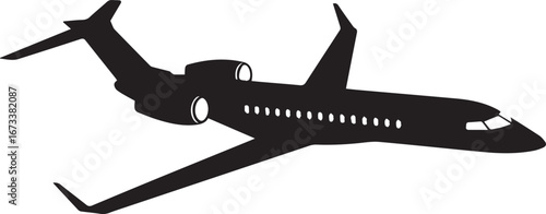 silhouette of modern regional jet airplane vector illustration for aviation industry design and transport projects