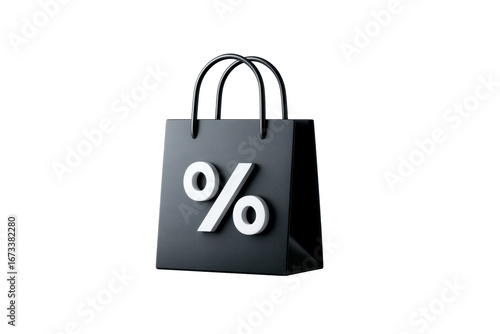 Elegant black shopping bag with percent sign