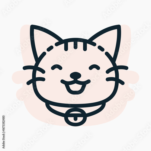 Illustration of Happy Cat, designed in line style. Ideal for stickers, branding, and digital projects. Comes in multiple formats, and making it versatile for both print and online use.
