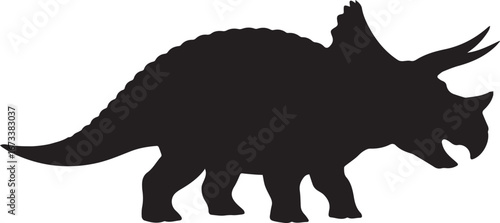 Wtriceratops silhouette dinosaur ceratopsid vector illustration for educational paleontology resources in monocolor style