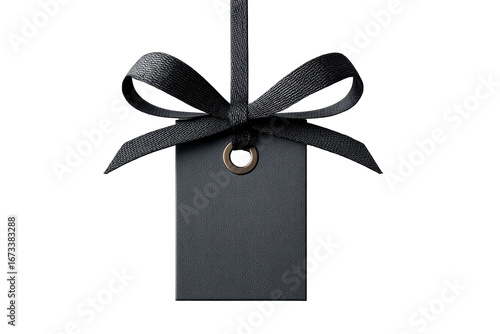 Elegant black gift tag with ribbon bow