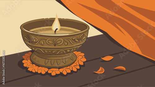 Ornate Candle Holder with Decorative Flowers.