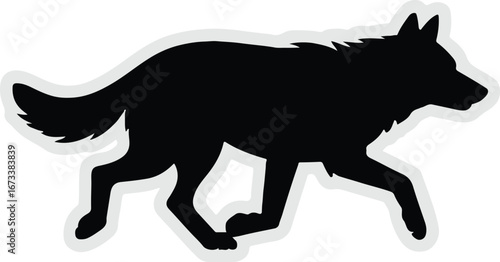 wolf silhouette vector sticker mid stride wild animal outline for branding and dynamic motion design