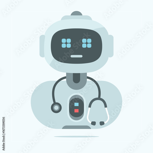 AI Doctor Bot with Stethoscope Icon– Medical Healthcare Robot Illustration