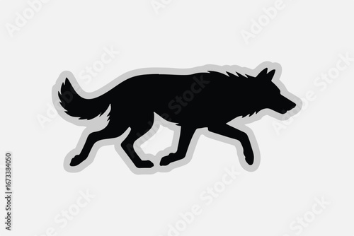 dynamic wolf silhouette sticker vector wild animal in motion outline for adventure and outdoor branding