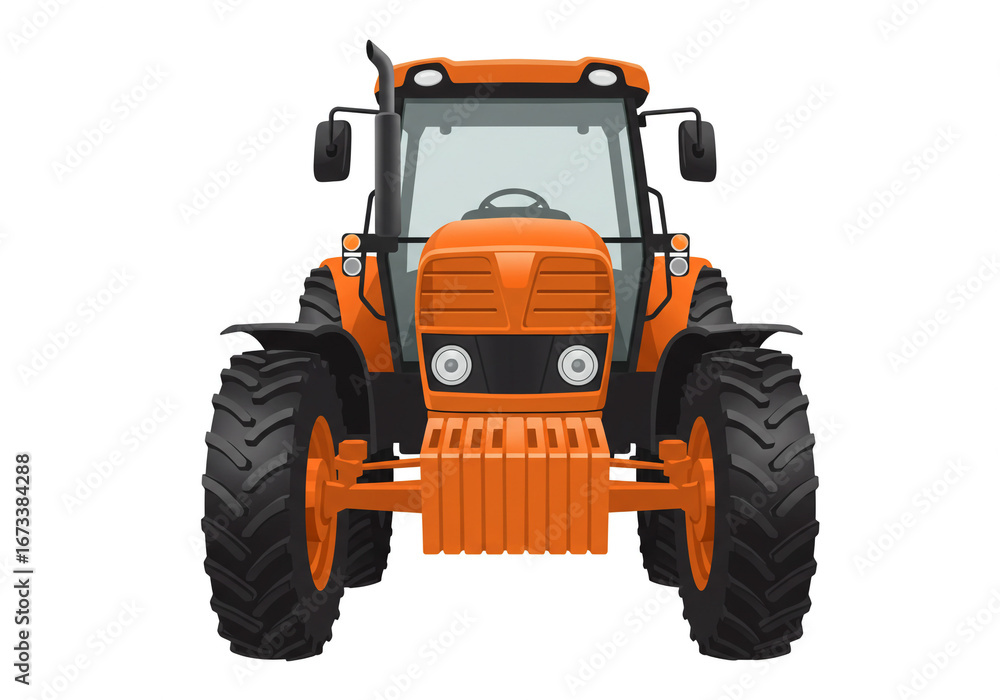 Obraz premium Orange tractor ready for farm work, agriculture, and rural landscape concepts