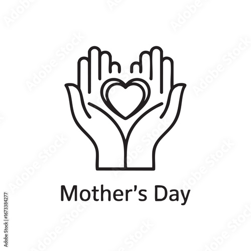 Mothers Day celebration with a heart held gently in caring hands a symbol of love and gratitude for mothers everywhere minimal outline design