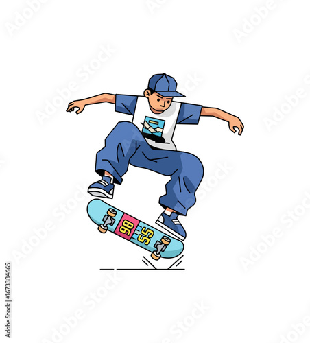 Person performing skateboard trick illustration