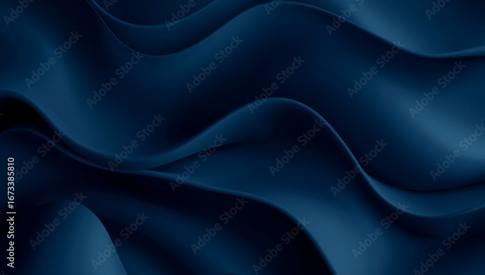 Obraz premium luxury soft wide dark blue waves, 3d abstract background, horizontal banner, copy space, free space for text 