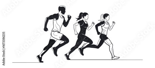 Silhouette of people running