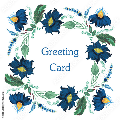Vector floral pattern for Invitation, Greeting card, scarf. Fantasy flowers, leaves on a white background