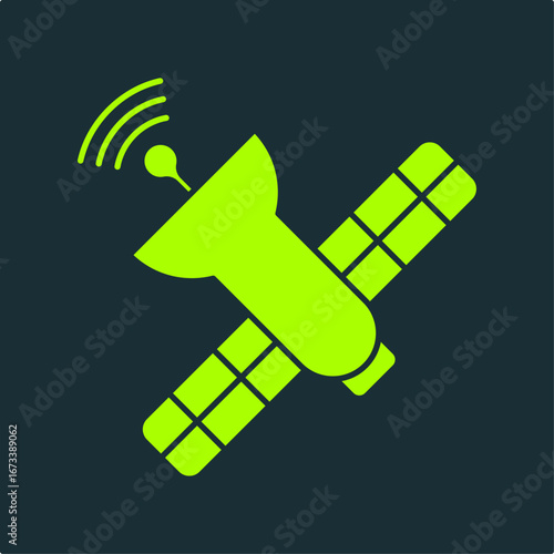 Satellite trendy useful vector Illustration design pretty colorful green background