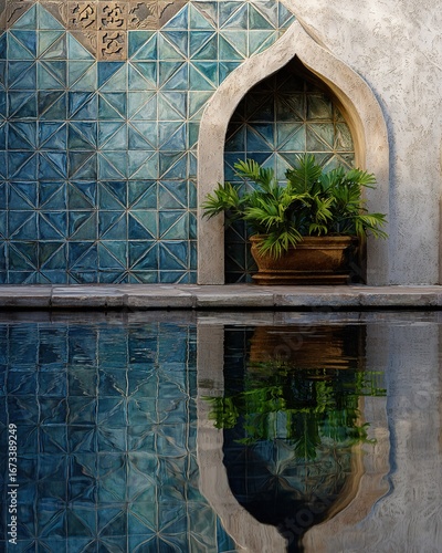 Moroccan Tile Archway and Reflection