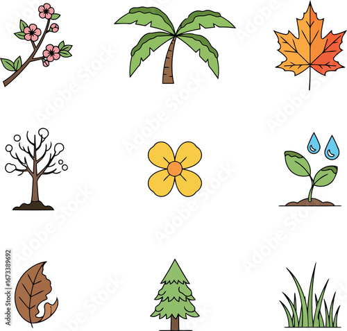 Artistic vector illustration of a vibrant plant with detailed leaves and stems