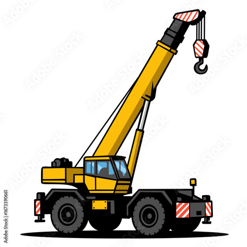 Construction Mobile Crane Truck Illustration Heavy Equipment Vector