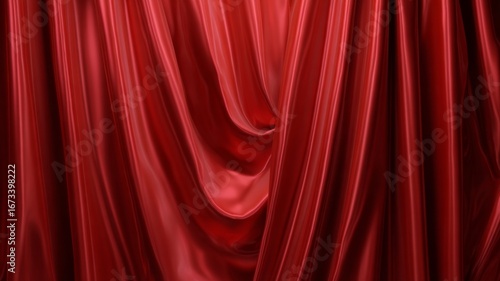 Luxurious red satin fabric with dramatic draping. Artificial intelligence image