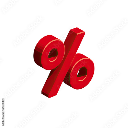 Red 3D percentage symbol against a black background