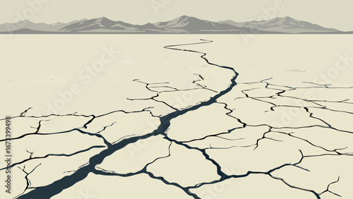Dried Earths Cracks and Mountains.