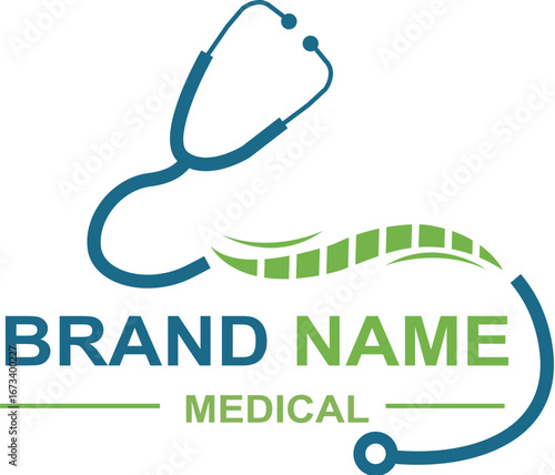 Healthcare Logo Template with Stethoscope Symbol