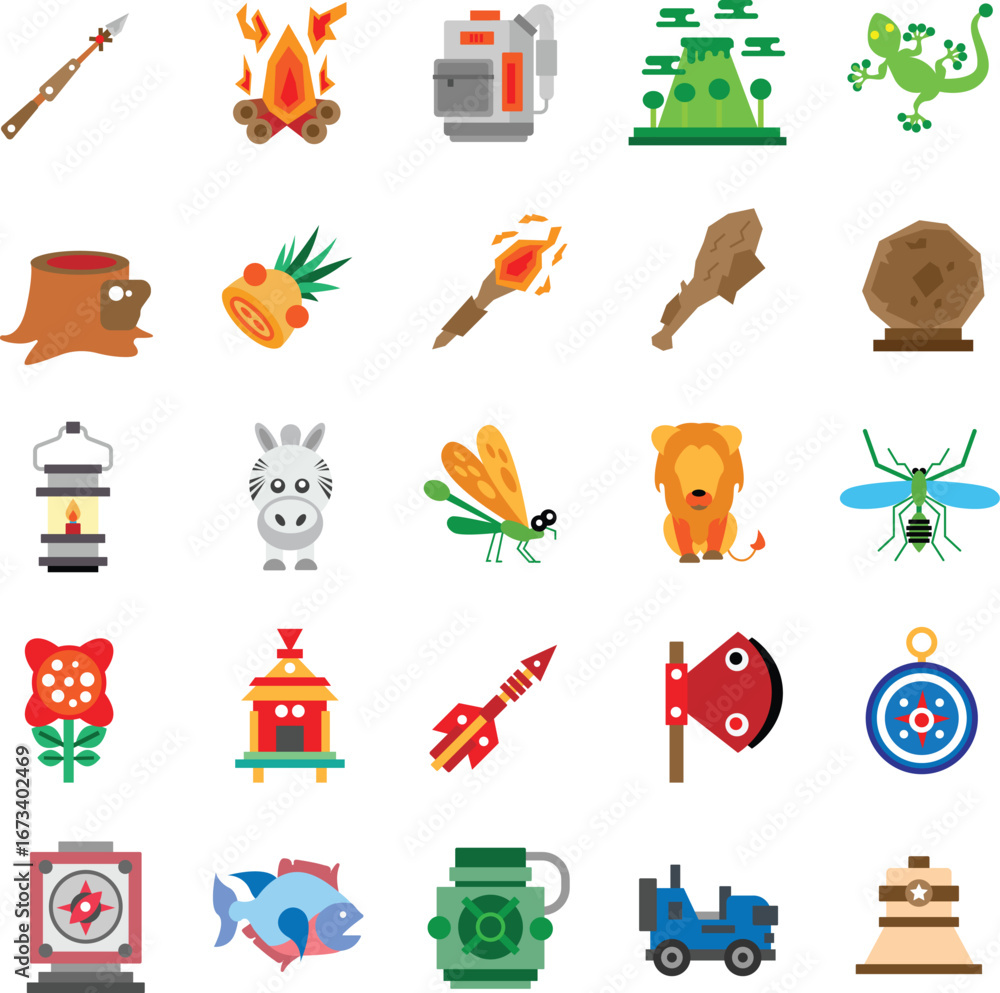 Fototapeta premium jungle icon set