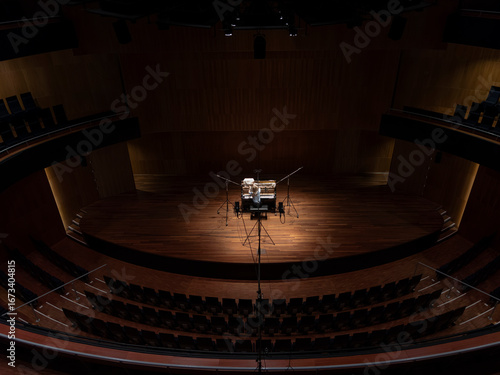 фотографія Grand concert hall interior with piano prepared for musical performance