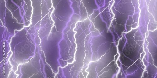 Fork lightning striking down during summer storm. A close-up shot of a powerful lightning strike illuminating the dark sky. A electric lighting effect radiates against a dark. lightning in the sky.