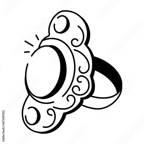 A hand drawn style icon showing a tibetan ring
