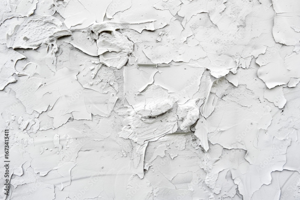 Obraz premium Photo of Rough peeled white plaster wall. Background texture for backdrops or mapping