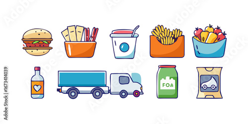 A vector set of shopping and music icons is available for your next e-commerce web project