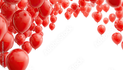 Red balloons fill a frame