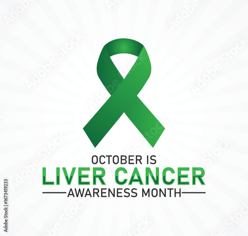 October is Liver Cancer Awareness Month Ribbon Graphic. Vector web banner, background, poster, postcard, template design.