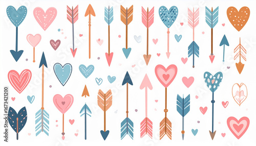  Playful Arrow and Heart Combo Doodle Set
