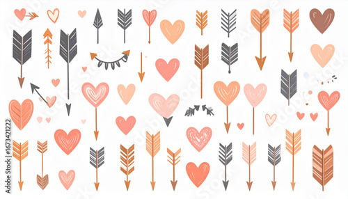  Playful Arrow and Heart Combo Doodle Set