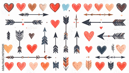  Playful Arrow and Heart Combo Doodle Set