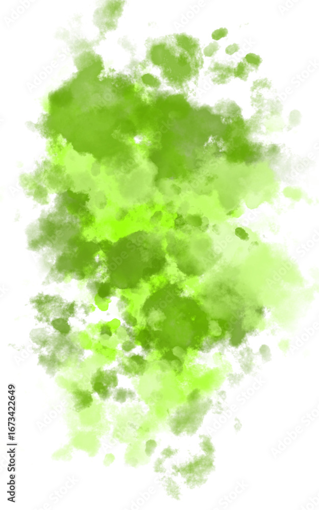 Fototapeta premium Abstract green watercolor wash, textured, vibrant, splatter, lime, shades, Hand drawn watercolor isolated illustration