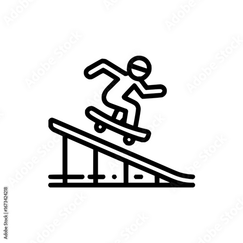 Skateboarder doing tricks on a ramp vector illustration extreme sports skateboarding park design icon 100