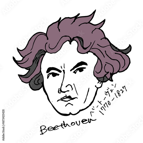 手描きイラスト／作曲家／ベートーヴェンBeethoven／歴史
